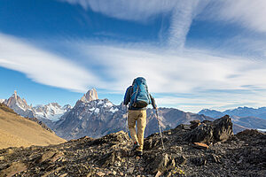 man hiking in patagonia