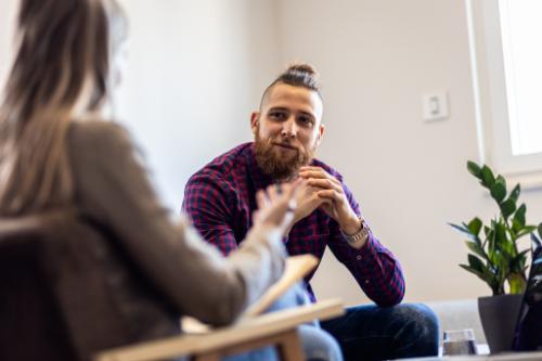 man with a bun participates in xanax addiction treatment