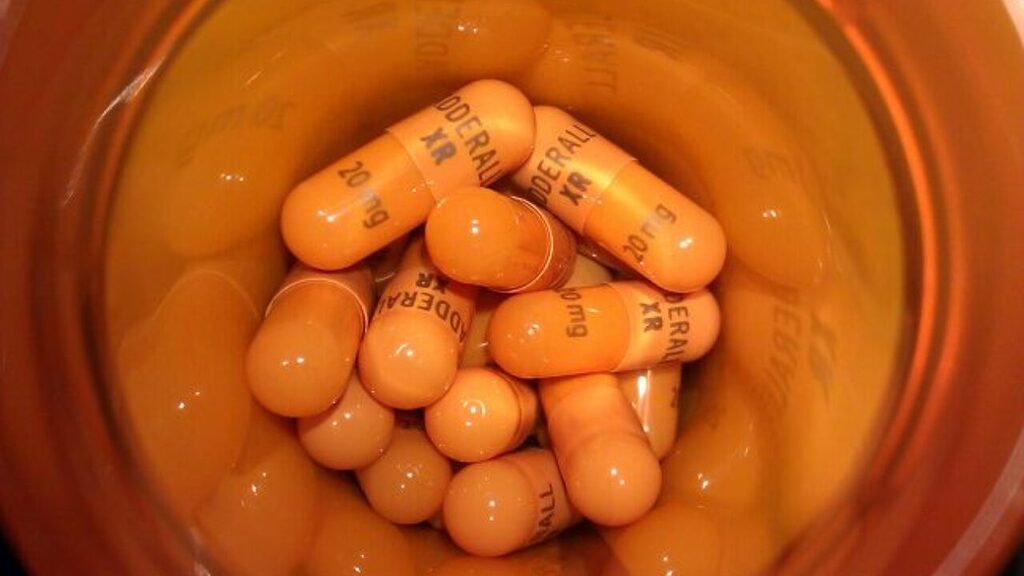 A bottle of Adderall XR in the 20mg dose
